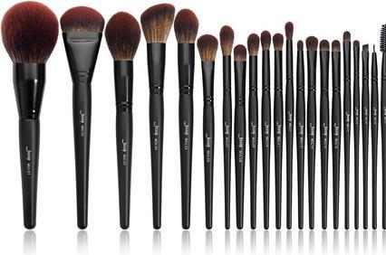 Jessup Makeup Brushes Set Professional 21Pcs Black Complete Collection Synthetic Hair Brushes Powder (Set)