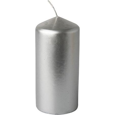 Thumbnail - Papstar, Kerzen, Weihnachts-Stumpenkerze, 60 mm, silber Durchmesser: 60 mm, Höhe: 130 mm, Brenndauer: ca. 30 Stunden (1 ...