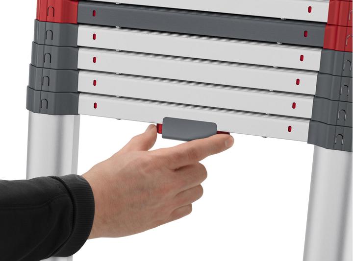 Actual product image Hailo Stepped telescopic single ladder Aluminium rungsSteps 9 max. total load 150 kg (Telescopic ladder, 265 cm)