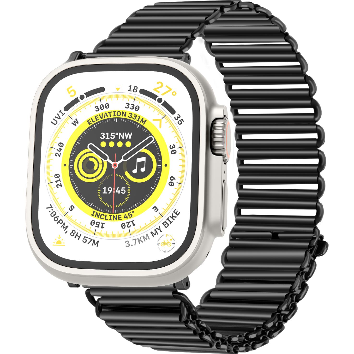 Strap-it Stahlarmband (Edelstahl, Apple Watch), Uhrenarmband, Schwarz