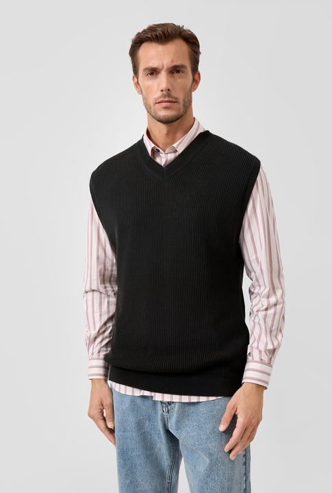 Image du produit s.Oliver Strickpullunder Weicher Strickpullunder mit V-Ausschnitt und Rippblende (M)