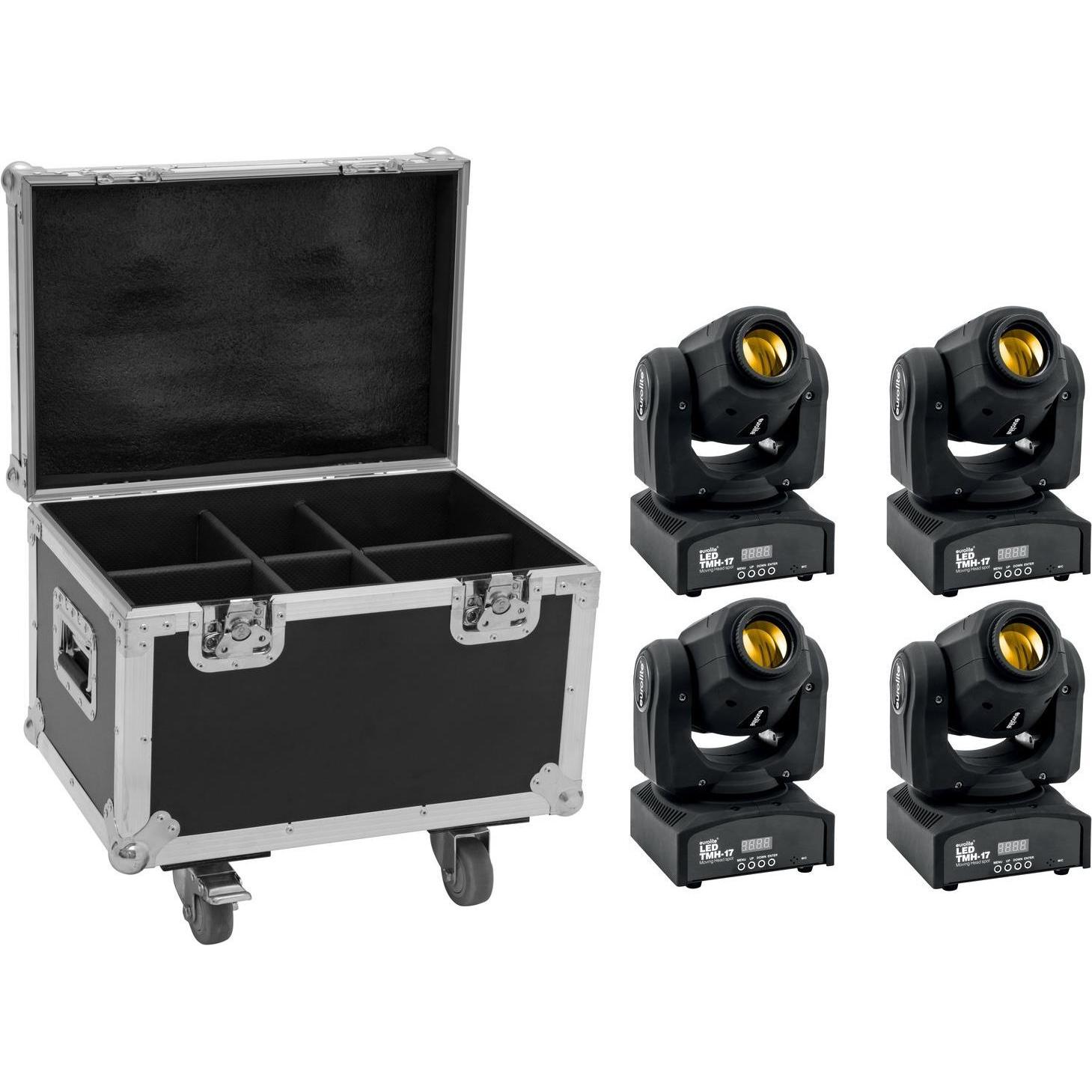 Eurolite Set 4x LED TMH-17 Spot + Case mit Rollen, Licht Set