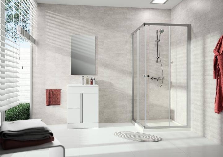 Image du produit Hüppe Alpha 2 Accès dangle à porte coulissante, 2 éléments (1/2), 4 coins, cadre partiel, 800x1 (80 cm, 190 cm)