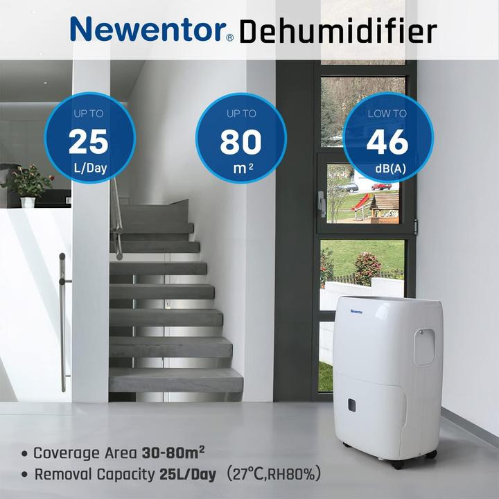 Produktbild Newentor Luftentfeuchter mit Timer und Ablaufschlauch (80 m², 25 l/24h)