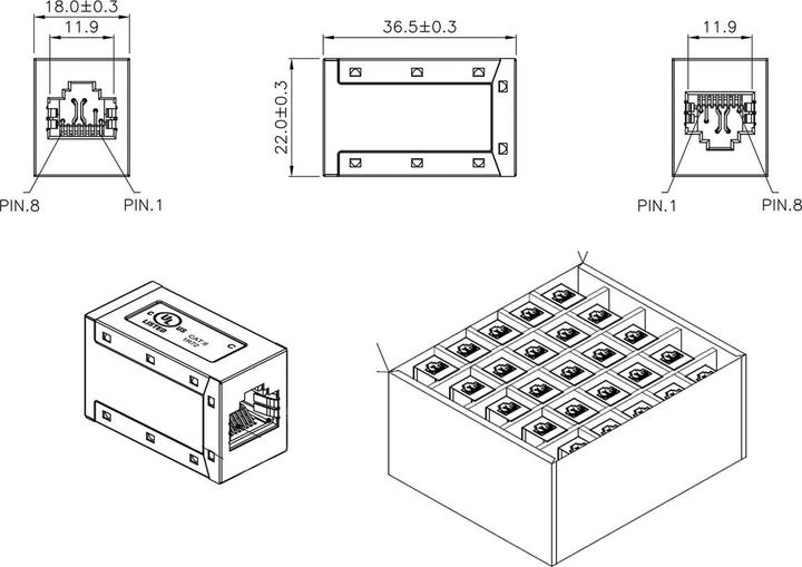 Produktbild Roline RJ-45 Kupplung geschirmt, Kat.6 (Class E) (Netzwerk Kupplung)