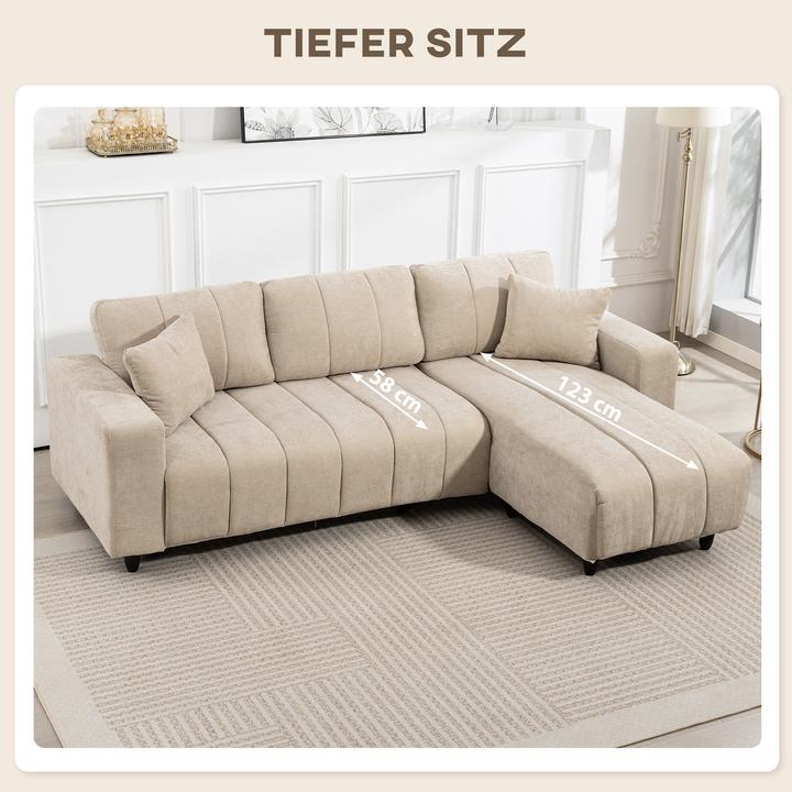 Actual product image Homcom Ecksofa Polyester, Stahl Beige (Corner sofa)