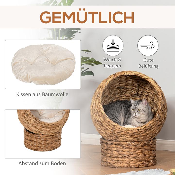 Produktbild PawHut Katzenhaus aus Rattangeflecht (Katze)