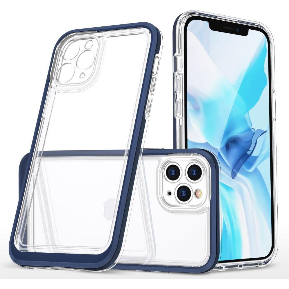Hurtel Clear 3in1 case for iPhone 11 Pro blue frame gel cover (Apple iPhone 11 Pro), Smartphone Hülle, Blau