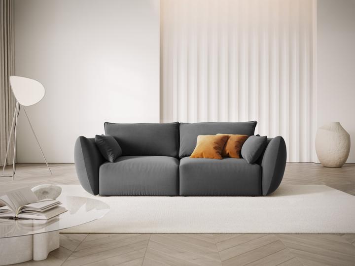 Actual product image Maison Heritage Velvet Sofa, "Clau", 2 Seats, Dark Grey, 180x110x85 Made in Europe (2 person sofa)