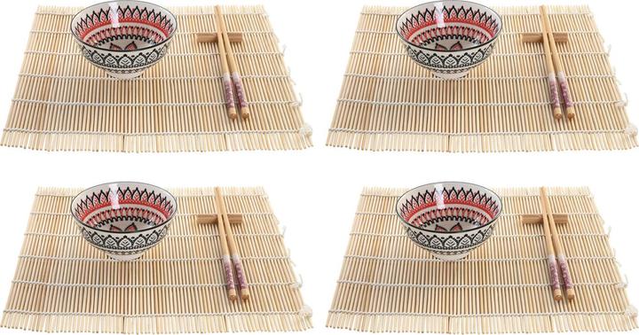 Produktbild DKD Home Decor Sushi-Set 14,5 x 14,5 x 31 cm Bunt Mandala Steingut Orientalisch (16 Stücke) (16 Stk.)