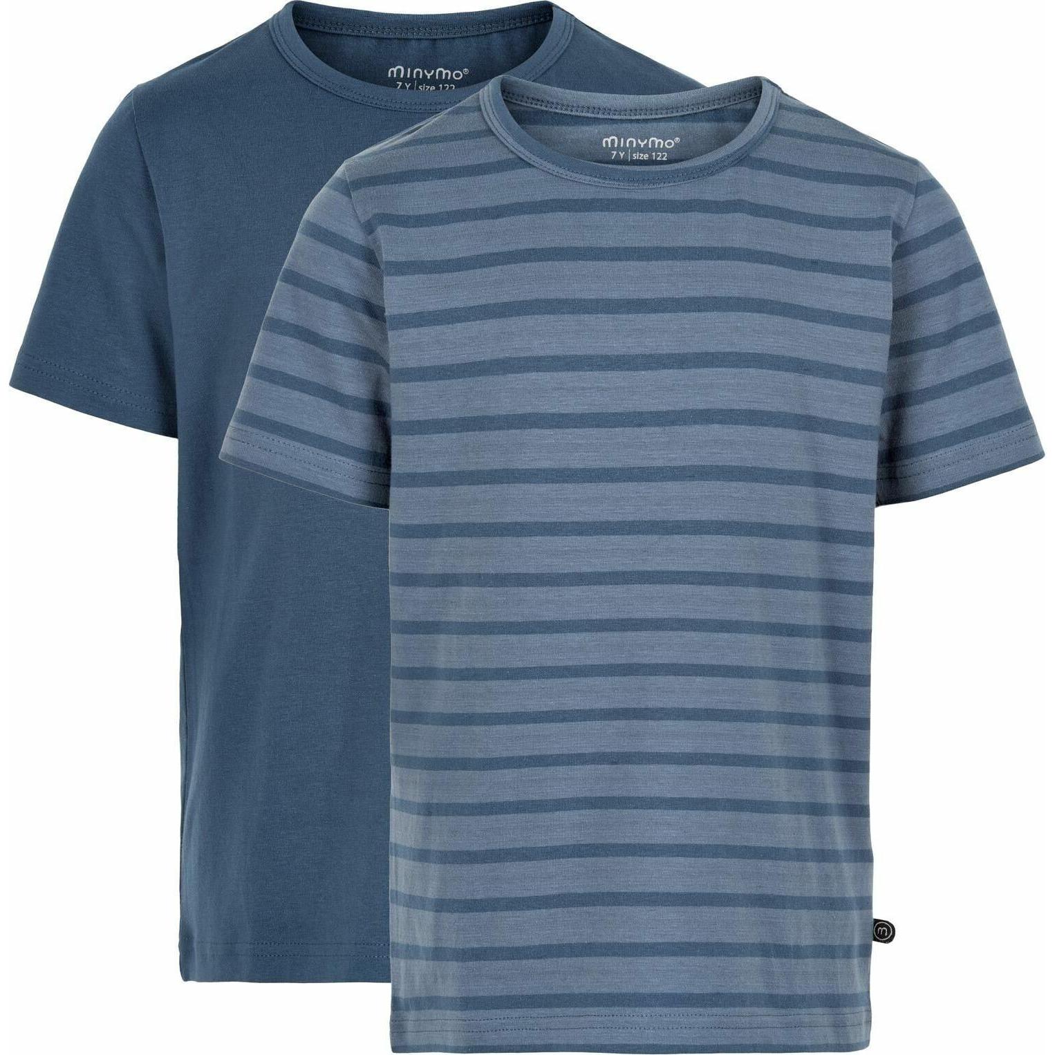 Minymo, Unisex, Shirt, Kid's Basic 32 -T-Shirt S/S (2-Pack), Blau, (98)