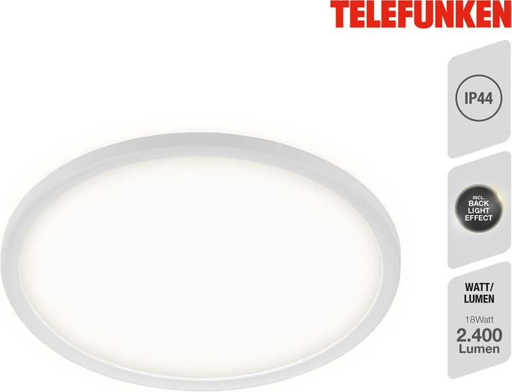 Produktbild Telefunken LED Bad-Deckenleuchte, weiss, LED/18W (2400 lm)