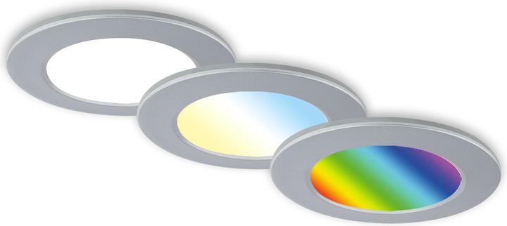 Produktbild Briloner RGB-CCT LED Einbauleuchten-Set,chrom-matt,3xLED/4,8W, IP65 (450 lm)