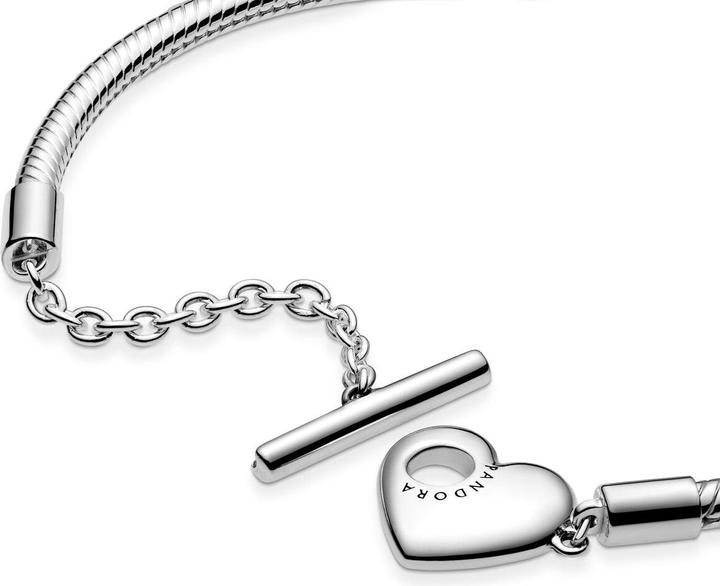 Actual product image Pandora Snake Chain T-bar Heart Bracelet (21 cm, Silver 925)