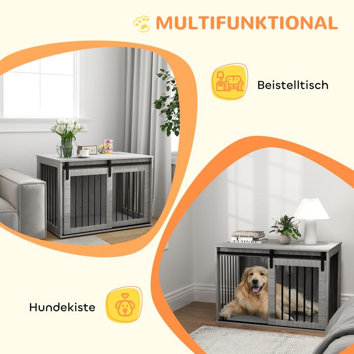 Immagine prodotto PawHut Hundekäfig Spanplatte, Stahl Grau (Cuccia per cani)