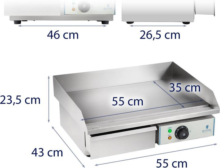 Produktbild Royal Catering Elektro Grillplatte Bratplatte Elektrogrill Griddleplatte Bräter Griddle Gastro (3 kW)