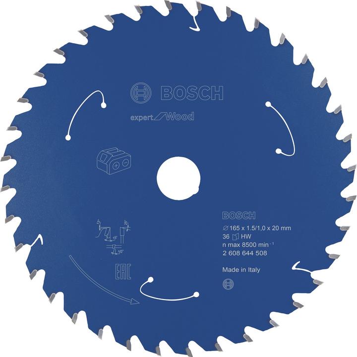 Produktbild Bosch Professional Zubehör Akku-Kreissägeblatt Expert for Wood, 165 x 1,5/1 x 20, 36 Zähne