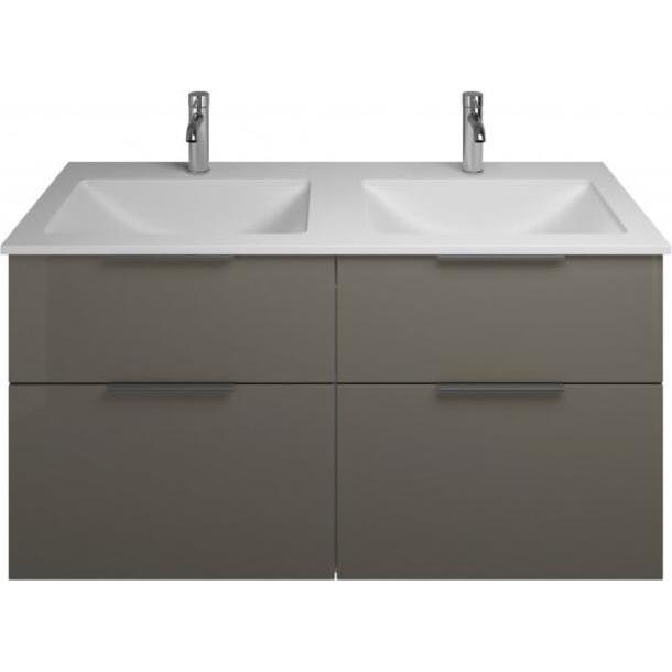 burgbad, Badmöbelset, Eqio Mineralguss-Doppelwaschtisch inklusive Waschtischunterschrank, Breite 1220 mm