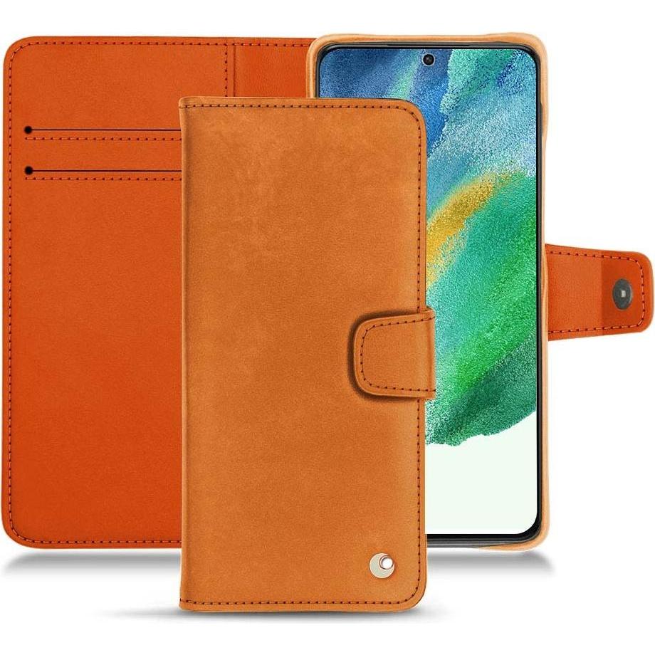 Noreve Lederschutzhülle Wallet (Samsung Galaxy S21 FE), Smartphone Hülle, Orange