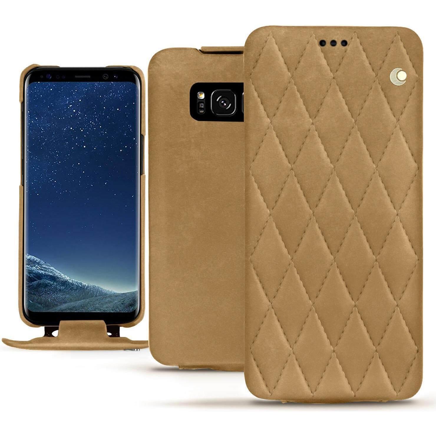Noreve Lederschutzhülle vertikal (Samsung Galaxy S8), Smartphone Hülle, Braun
