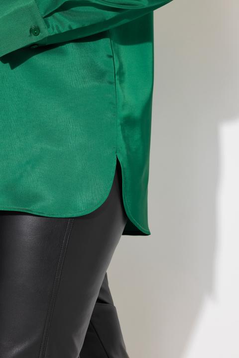 Actual product image Ulla Popken Long Sleeve Collared Satin Blouse (46, 48)