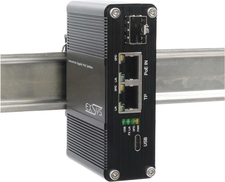 Actual product image Exsys PoE++ Splitter USB-C PD 60W, SFP, Network adapter (802.3bt (PoE++), 60 W)