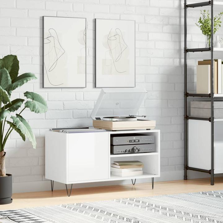 Actual product image vidaXL Plattenschrank Hochglanz-Weiss 85x38x48 cm Holzwerkstoff