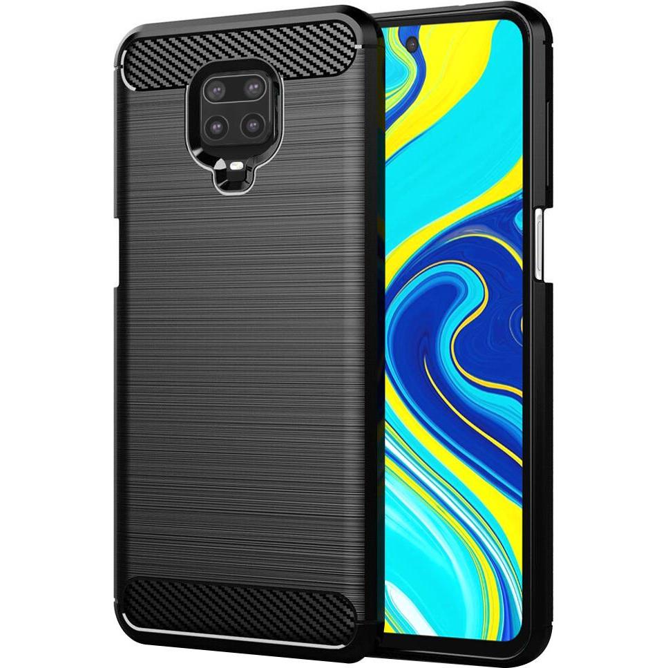 Techsuit - Carbon Silicone - Xiaomi Redmi Note 9S / Redmi Note 9 Pro / Note 9 Pro Max - Black (Xiaomi Redmi Note 9 Pro), Cover smartphone, Nero