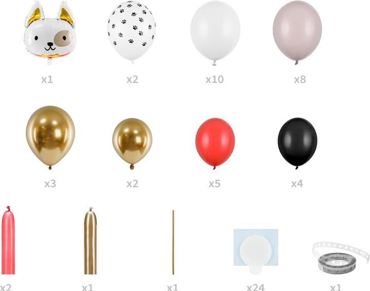Produktbild Partydeco Luftballon Hund Gold/Weiss, 83 x 140 cm, 13-teilig (1 x)