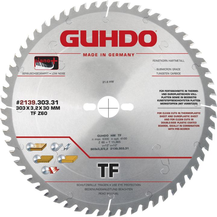 Guhdo HW-TF-Kreissägeblatt Piano plus 303x3,2x30 mm WZ60 TF