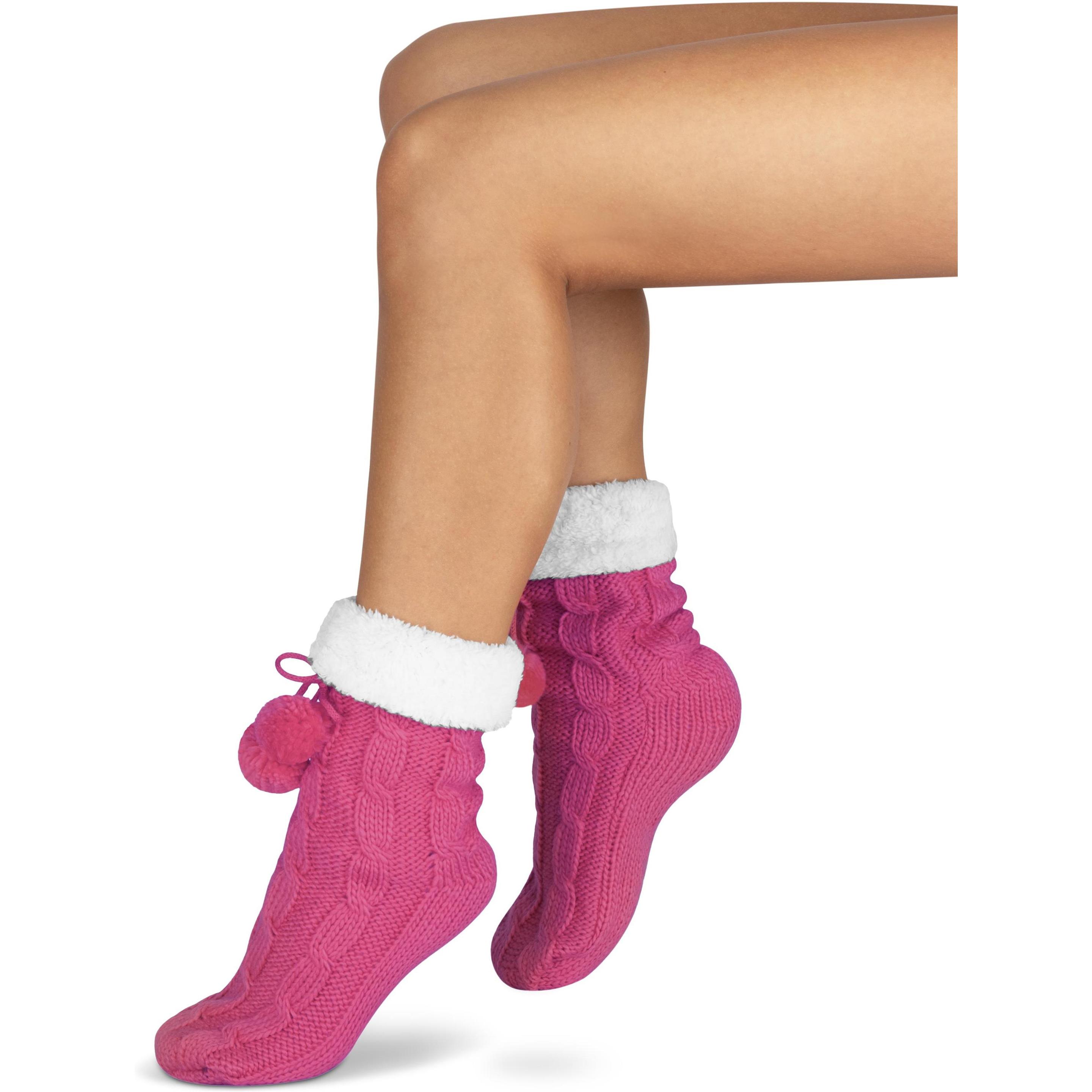 Thumbnail - Normani, Herren, Socken, Strick-Hausschuhe mit Bommeln und ABS, Rot, (Einzelpack, 40 - 44)