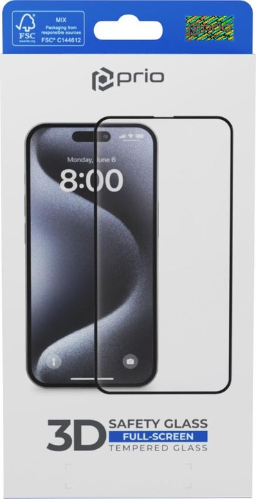 Produktbild prio 3D Panzerglas Displayschutz für iPhone 16e schwarz (1 Stück, Apple iPhone 16e)