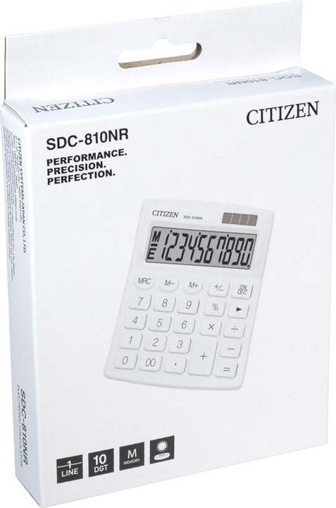 Produktbild Citizen calculator calculator SDC810NRWHE, white, desktop, 10 seats, dual power supply (Solarzellen)
