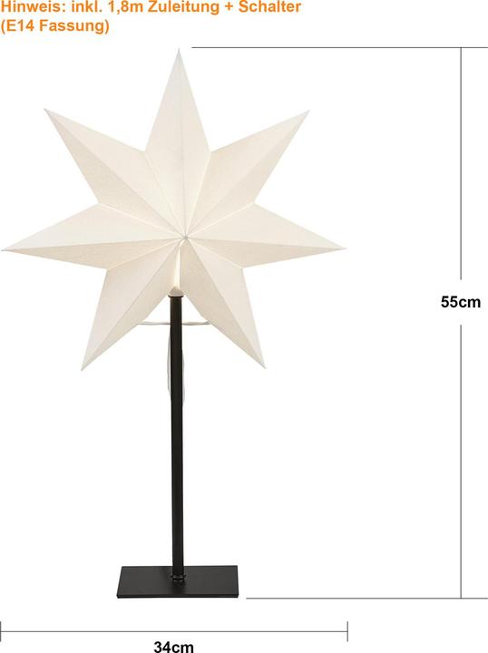 Produktbild Star Trading Papierstern on base FROZEN weiss 34x55cm 1 LED E14
