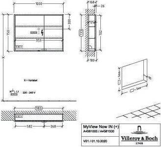Produktbild Villeroy & Boch V&B Einbau-Spiegelschrank MY VIEW NOW m Sensorschalter 1000x750x168mm 33,12 W