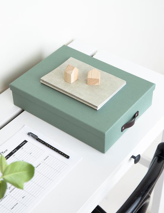 Produktbild Bigso Schachtel Leinenbezug Oskar Teal Soft (26 cm)