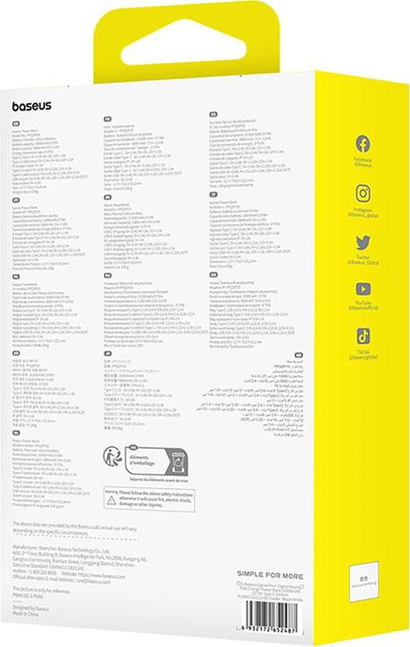 Produktbild Baseus Qpow Pro+ Power Bank 22.5W 10000mAh USB-C - White (10000 mAh, 22.50 W, 37 Wh)