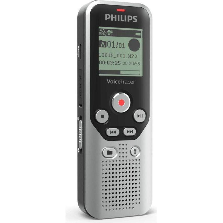 Philips DVT1250 (8 GB), Diktiergerät, Schwarz, Silber