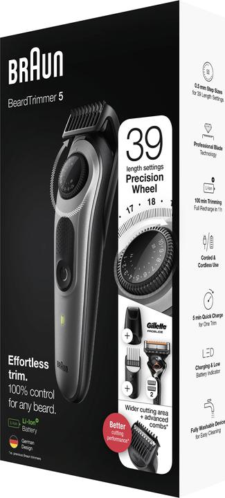 Actual product image Braun Beard Trimmer BT5365 Cordless and corded, Operating time (max) 100 min, Number of length steps 39, L