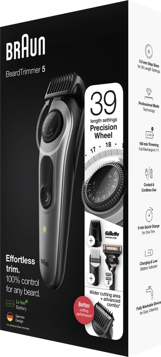 Produktbild Braun Beard Trimmer BT5365 Cordless and corded, Operating time (max) 100 min, Number of length steps 39, L