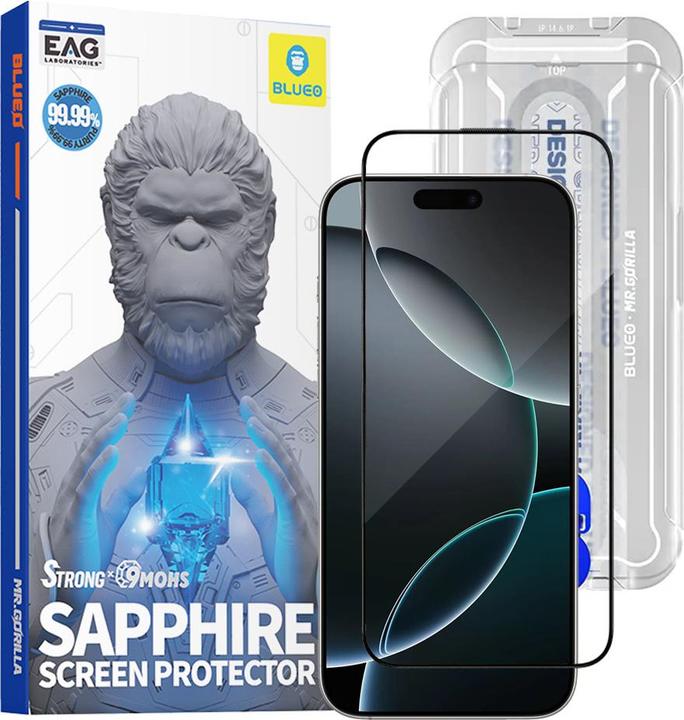 Image du produit BlueO - Sapphire Screen Protector with Applicator Pro - iPhone 16 Pro - Black (Apple iPhone 16 Pro)