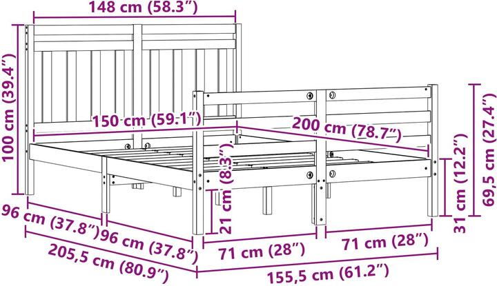 Image du produit vidaXL Bettrahmen (150 x 200 cm)