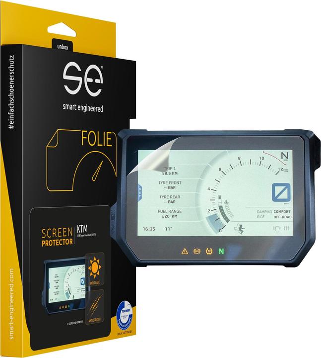 Smart Engineered se Entspiegelte 3D Tacho/ Cockpit Schutzfolie (VPE 2) für KTM 1290 Super Advent.