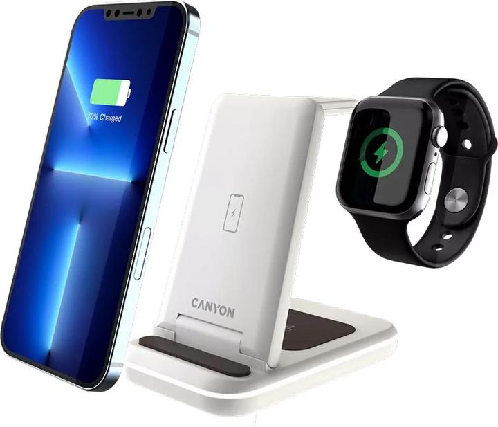 Image du produit Canyon WS-304, 3in1, station de recharge sans fil Qi pour 3 appareils en même temps, noir (15 W)