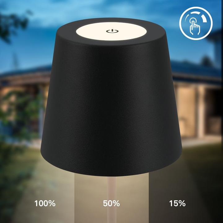 Produktbild B.K.Licht LED Akku Tischleuchte, IP44, 2,5W, schwarz (200 lm)