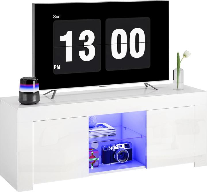 Produktbild Homcom TV Schrank Spanplatte, Glas Weiss (34 x 34 x 45 cm)