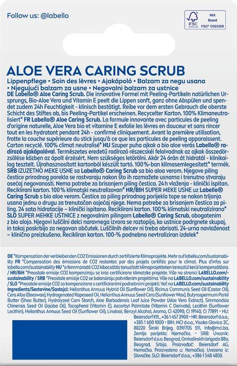 Produktbild LABELLO Caring Scrub Aloe Vera (Lippenpflege Stick, 5.50 ml)