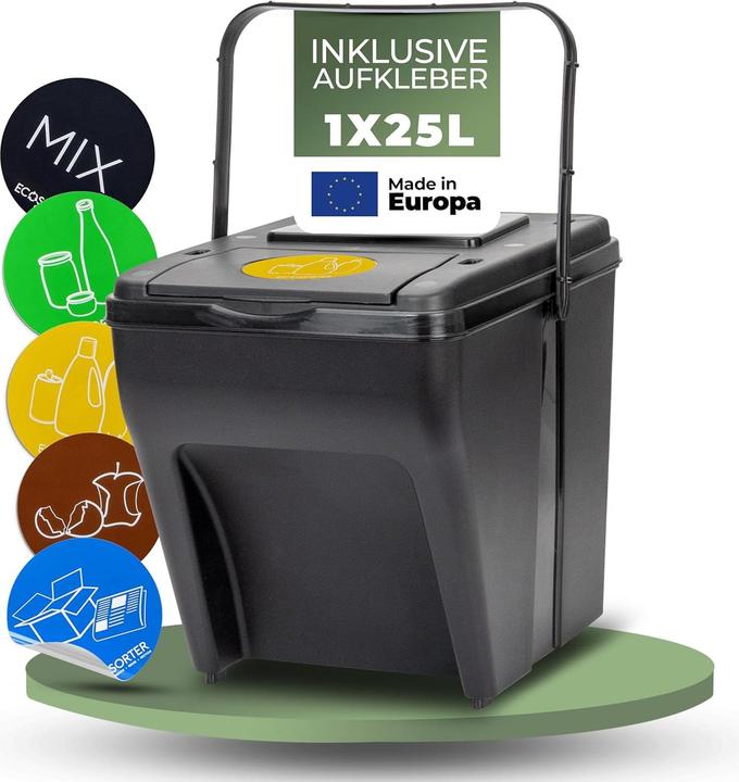 Produktbild Novaliv Mülltrennsystem 25L Mülleimer Trennsystem - Mülleimer 4 Fächer - Mülltrennsysteme stapelbar (25 l)