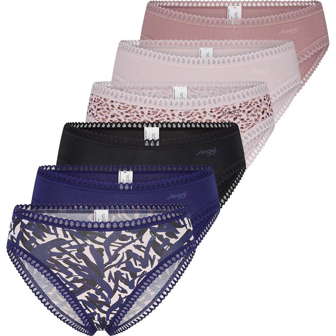 Sloggi, Damen, Unterhosen, 6er Pack GO Crush Slip, Schwarz, Rosa, Blau, (S, 6er Pack)