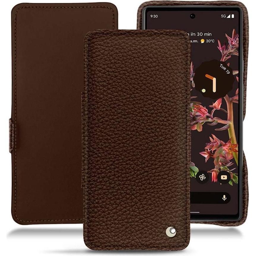Noreve Lederschutzhülle horizontal (Google Pixel 6a), Smartphone Hülle, Braun